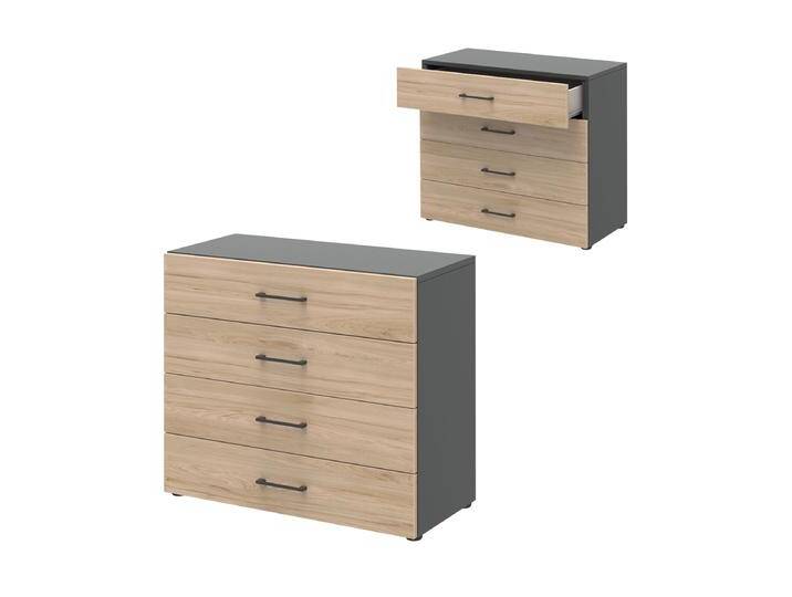 Röhr-Bush home.office Kommode 859H241000 Front Hickory Nachbildung Korpus und Gestell in Anthrazit mit 4 Schubkästen Röhr-Bush home.office Kommode 859H241000 Front Hickory Nachbildung Korpus und Gestell in Anthrazit mit 4 Schubkästen von Röhr-Bush