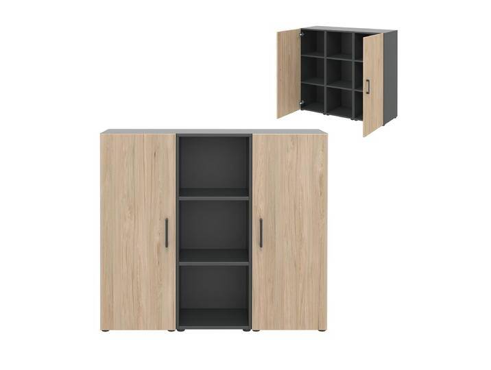 Röhr-Bush home.office Sideboard 859H391000 Front Hickory Nachbildung Korpus und Gestell in Anthrazit 2 Türen und 3 offene Fächer Röhr-Bush home.office Sideboard 859H391000 Front Hickory Nachbildung Korpus und Gestell in Anthrazit 2 Türen und 3 offene Fächer von Röhr-Bush