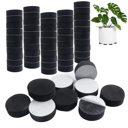 Roellgs 60 Stück unsichtbare Blumentopffüße – unsichtbare schwarze Blumentopferhöhungen – rutschfest mit starken selbstklebenden Pads für mittelgroße und große Töpfe – Lifter Pads für Innen- und von Roellgs