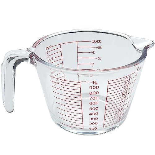 Roellgs Messbecher aus Glas, abgeschrägter Messbecher, transparenter Krug (1000 ml) von Roellgs