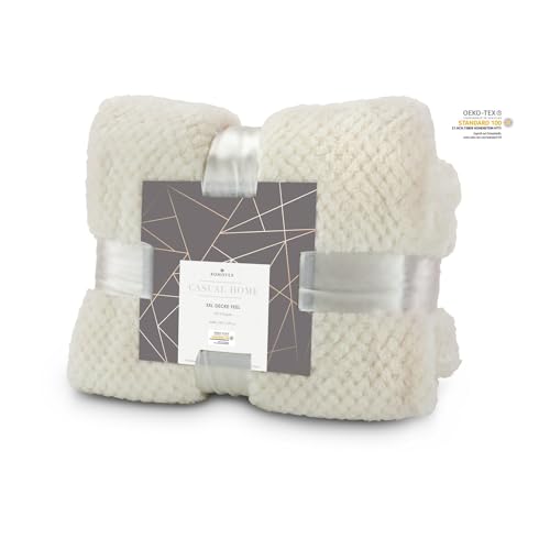 Römer Wellness XXL Decke Feel Beige, extra große Kuscheldecke auch für Paare: 220 x 240 cm, 275 g/m², weich, warm, flauschig, ganzjährig als Wohndecke, mit Satinband verpackt von Römer Wellness