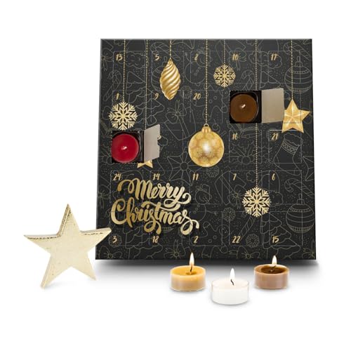 *Version 2024* Römer Wellness Geschenkartikel: Duftkerzen Adventskalender Merry Christmas mit 24 verschiedenen Teelicht-Duftkerzen; ca. 30 x 30 x 2 cm von Römer Wellness