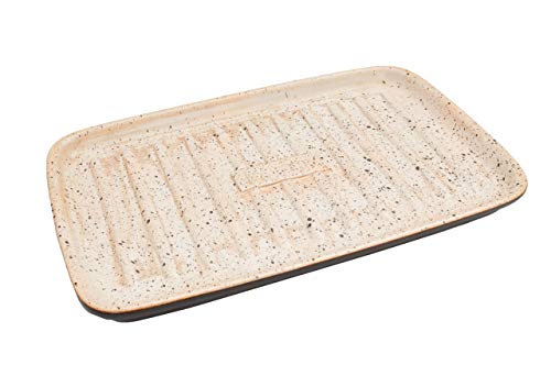 Römertopf Plancha mit Grillstegen Rechteckig, aus Feuerfestem Ton, für natürliches Grillen, Einfache Reinigung und Stilvolles Design 33x 32cm von Romertopf