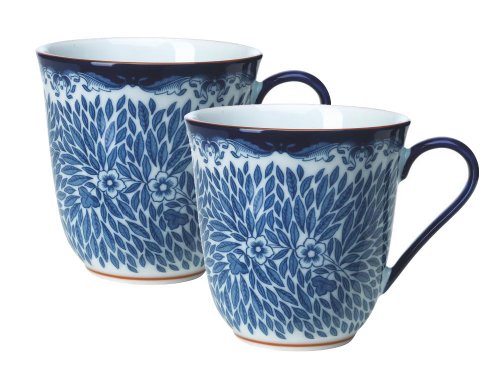 Rörstrand Tasse aus der Ostindia Floris Kollektion, aus Porzellan hergestellt, in der Farbe: weiß/blau, spülmaschinenfest, Fassungsvermögen: 30 cl, 2 Stück, 1012353 von Iittala