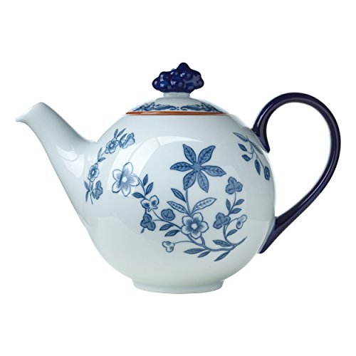 Rörstrand Teekanne aus der Ostindia Kollektion, aus Porzellan hergestellt, in der Farbe: weiß/blau, Fassungsvermögen: 1,2 L, 1012342 von Iittala