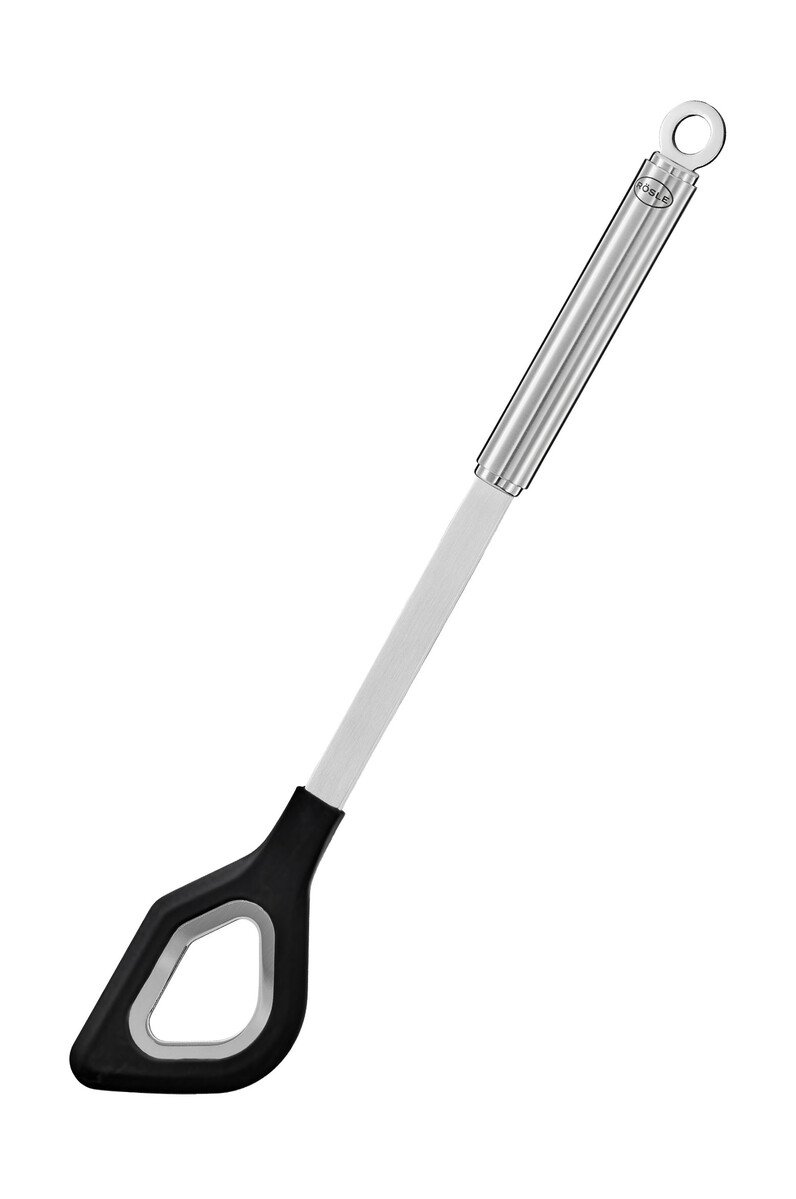 Kochlöffel mit Loch Rundgriff mit Silikonrand 32,5cm von Rösle