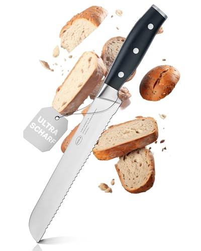 RÖSLE Brotmesser Tradition 20cm - Hochwertiges und scharfes Brotmesser mit Wellenschliff, Küchenmesser zum Schneiden von Brot, Brötchen und Baguette, Messer mit ergonomischem Griff und Fingerschutz RÖSLE Brotmesser Tradition 20cm - Hochwertiges und scharfes Brotmesser mit Wellenschliff, Küchenmesser zum Schneiden von Brot, Brötchen und Baguette, Messer mit ergonomischem Griff und Fingerschutz von RÖSLE