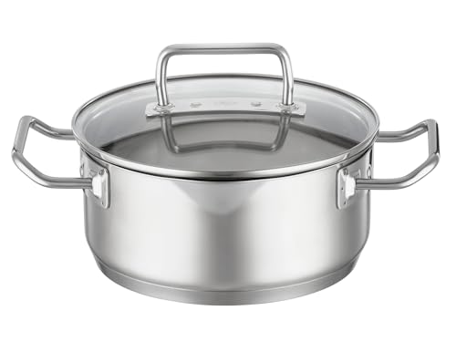 RÖSLE EXPERTISO Bratentopf, Hochwertiger Universaltopf aus Edelstahl 18/10, Glasdeckel, Innenskalierung, induktionsgeeignet, spülmaschinengeeignet, 20 cm, Silberfarben von RÖSLE