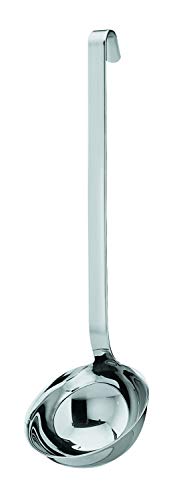 RÖSLE Haken Schöpflöffel, Hochwertige Schöpfkelle mit Hakengriff, Edelstahl 18/10, 9 cm, spülmaschinengeeignet, Silberfarben von Rösle