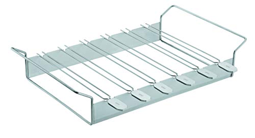 RÖSLE Halter mit Grillspießen, Aufsatz zur Zubereitung von Schaschlik und Gemüse auf Gas- und Kohlegrill, 6-teilig, Edelstahl 18/10, spülmaschinengeeignet von RÖSLE