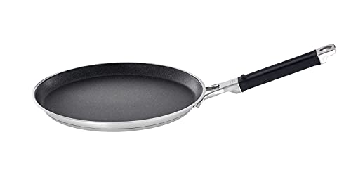 RÖSLE SILENCE PRO Crêpes Pfanne, Hochwertige Bratpfanne mit kratzfester Premium-Antihaftversiegelung ProResist, Edelstahl 18/10, induktionsgeeignet, spülmaschinengeeignet, 28 cm von RÖSLE