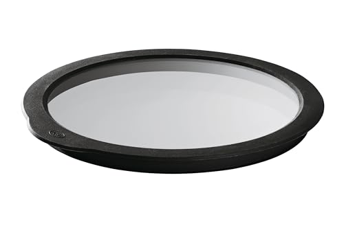 RÖSLE Frischhaltedeckel aus Glas, Glasdeckel mit Silikonrand zum Verschließen von Schüsseln und Töpfen, spülmaschinengeeignet, 28 cm Durchmesser, Transparent/Schwarz von Rösle