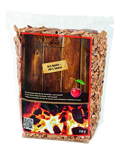 RÖSLE Räucherchips Kirsche, 750 g, für Räucherbox auf Smoker, Holzkohle- und Gasgrills, rauchaktiv, naturbelassenes Holz, Braun von RÖSLE