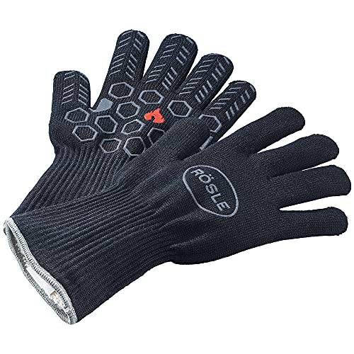 RÖSLE Premium-Grillhandschuhe, Hochwertige Handschuhe zum Schutz vor Verbrennungen, atmungsaktiv und temperaturbeständig bis 350°C, Meta-Aramid, Baumwoll-Innenfutter von RÖSLE