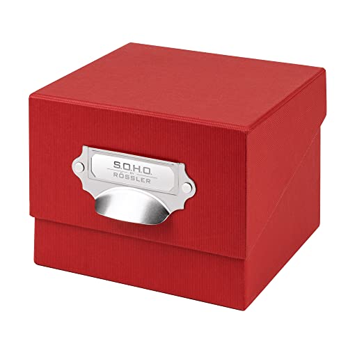 Rössler SOHO Foto Aufbewahrungsbox | Fotobox Aufbewahrungsbox mit Deckel | Organizer Box | Visitenkarten Aufbewahrung | Boxen Aufbewahrung | Storage Boxes | 17x15x13 cm | 1 Stück | Farbe: Rot von Rössler Papier