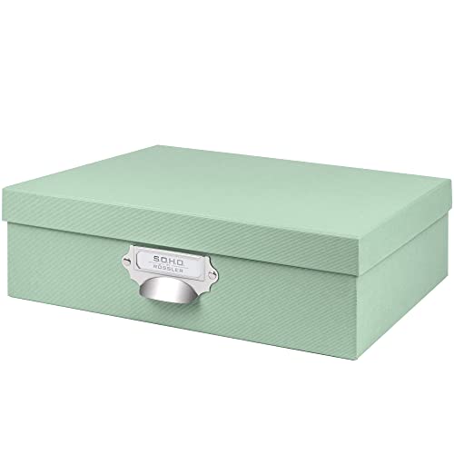 Rössler SOHO Aufbewahrungsbox mit Deckel A4 | Aufbewahrungsbox aus Papier | Bad Organizer | Organizer Küche | Organizer Schminke | Boxen Aufbewahrung | 34 x 26 x 10 cm | 1 Stück | Farbe: Grün | Mint von Rössler Papier