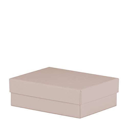 Rössler Geschenkbox mit Deckel | Box mit Deckel | Geschenkbox Geburtstag | Karton mit Deckel | Geschenk Box | Geschenkkarton mit Deckel | Maße: 140x190x60mm | Farbe: Taupe metallic von Rössler Papier