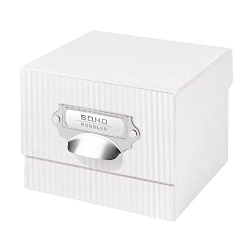 Rössler SOHO Foto Aufbewahrungsbox | Fotobox Aufbewahrungsbox mit Deckel | Organizer Box | Visitenkarten Aufbewahrung | Boxen Aufbewahrung | Storage Boxes | 17x15x13 cm | 1 Stück | Farbe: Weiß | Weiss von Rössler Papier