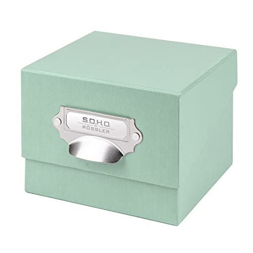 Rössler SOHO Foto Aufbewahrungsbox | Fotobox Aufbewahrungsbox mit Deckel | Organizer Box | Visitenkarten Aufbewahrung | Boxen Aufbewahrung | Storage Boxes | 17x15x13 cm | 1 Stück | Farbe: Grün | Mint von Rössler Papier