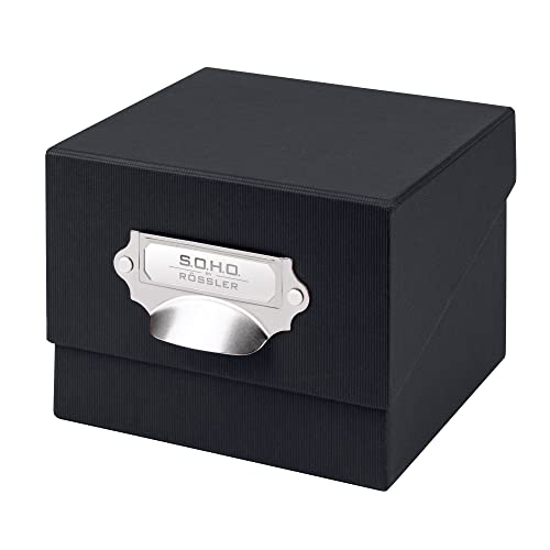 Rössler SOHO Foto Aufbewahrungsbox | Fotobox Aufbewahrungsbox mit Deckel | Organizer Box | Visitenkarten Aufbewahrung | Boxen Aufbewahrung | Storage Boxes | 17x15x13 cm | 1 Stück | Farbe: Schwarz von Rössler Papier
