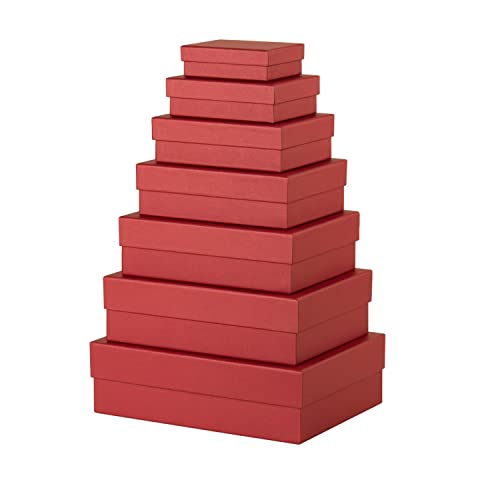 Rössler 13411453530 - Boxline Geschenkbox mit Deckel, 7er Set Geschenkschachteln, Granat, Kartonagen rechteckig von Rössler