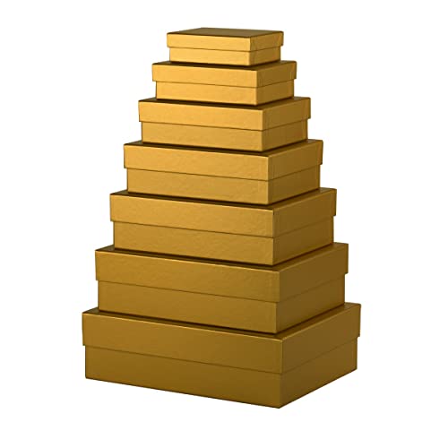 Rössler 13411453750 - Boxline Geschenkbox mit Deckel, 7er Set Geschenkschachteln, Gold, Kartonagen rechteckig von Rössler