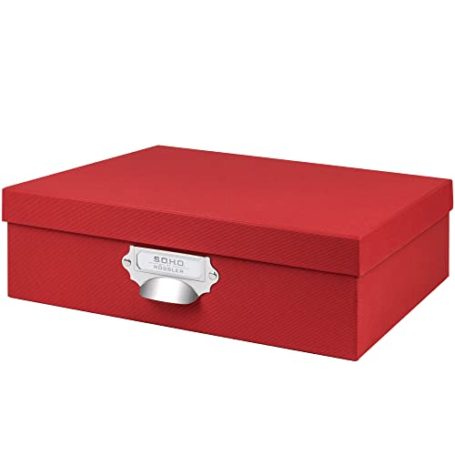 Rössler Papier 1343452360 - S.O.H.O. Aufbewahrungskartonage mit Griff und beschriftbarem Einsteckschild, Rot, 337 x 105 x 255 mm, 1 Stück von Rössler Papier