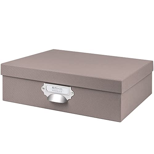 Rössler Papier 1343452490 - S.O.H.O. Aufbewahrungskartonage mit Griff und beschriftbarem Einsteckschild, Taupe, 337 x 105 x 255 mm, 1 Stück von Rössler Papier