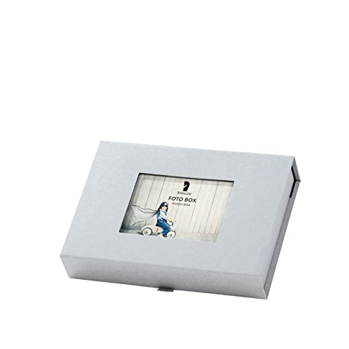 Rössler Fotobox Aufbewahrungsbox | Foto Aufbewahrung für 13x18cm Fotos | Foto Organizer Box | Storage Boxes | Foto Aufbewahrungsbox mit Deckel | Maße: 203x45x147mm | 1 Stück | Farbe: Grau | Stone von Rössler Papier