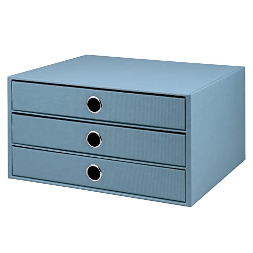 Rössler SOHO 3er Schubladenbox A4 aus Papier | Büro Organizer Schreibtisch| Schubladen Organizer Büro Zubehör & Bürobedarf | Schreibtisch Organizer Box | 34 x 25 x 19 cm | 1 Stück | Farbe: Denim von Rössler Papier