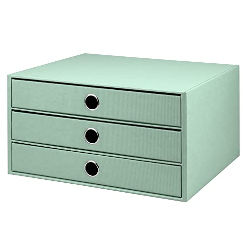 Rössler SOHO 3er Schubladenbox A4 aus Papier | Büro Organizer Schreibtisch| Schubladen Organizer Büro Zubehör & Bürobedarf | Schreibtisch Organizer Box | 34 x 25 x 19 cm | 1 Stück | Farbe: Mint von Rössler Papier