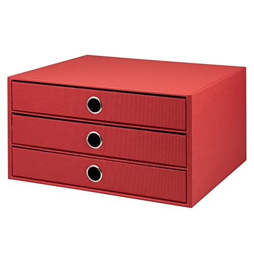 Rössler SOHO 3er Schubladenbox A4 aus Papier | Büro Organizer Schreibtisch| Schubladen Organizer Büro Zubehör & Bürobedarf | Schreibtisch Organizer Box | 34 x 25 x 19 cm | 1 Stück | Farbe: Rot von Rössler Papier