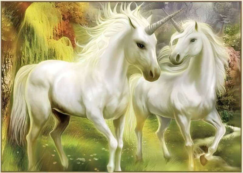 Rötting Design Malen nach Zahlen BASTELIDEE 5d Diamond Painting Set Motiv 2 Einhörner von Rötting Design