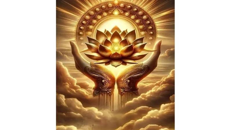 Rötting Design Malen nach Zahlen BASTELIDEE 5d Diamond Painting Set Motiv Buddhas goldene Hände (Komplett-Set), Diamond Painting Vollbild, Lieferung enthält alle Utensilien von Rötting Design