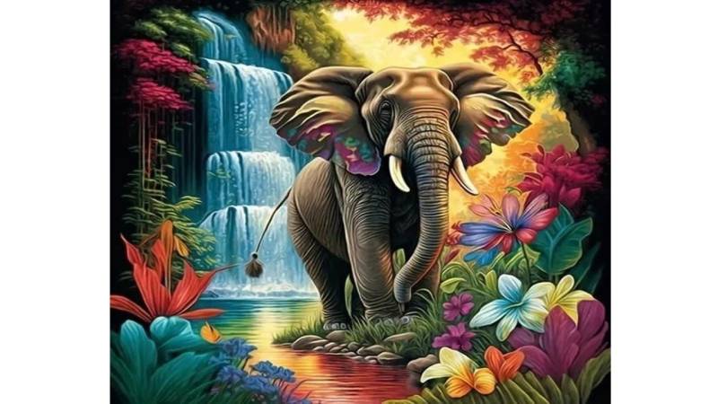 Rötting Design Malen nach Zahlen BASTELIDEE 5d Diamond Painting Set Motiv Elefant im Urwald (Komplett-Set), Diamond Painting Vollbild, Lieferung enthält alle Utensilien von Rötting Design