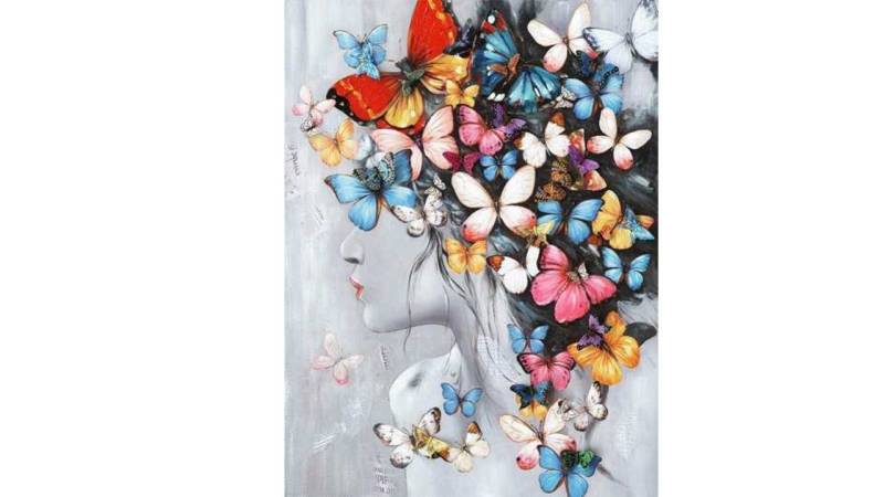 Rötting Design Malen nach Zahlen BASTELIDEE 5d Diamond Painting Set Motiv Frau mit Schmetterlingen von Rötting Design