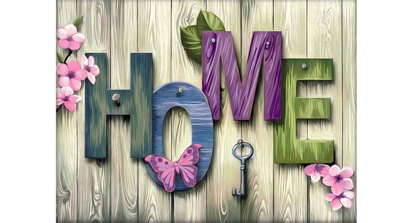 Rötting Design Malen nach Zahlen BASTELIDEE 5d Diamond Painting Set Motiv Home Schild Wandbild (Komplett-Set), Diamond Painting Vollbild, Lieferung enthält alle Utensilien von Rötting Design