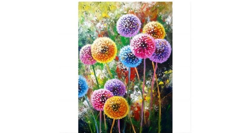 Rötting Design Malen nach Zahlen BASTELIDEE 5d Diamond Painting Set Motiv Pusteblumenwiese von Rötting Design