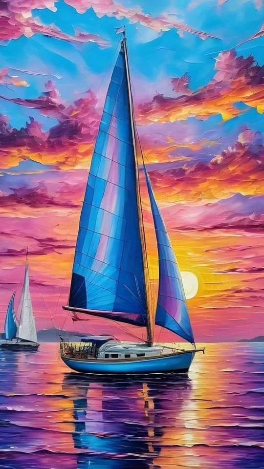 Rötting Design Malen nach Zahlen BASTELIDEE 5d Diamond Painting Set Motiv Segelboot im Sonnenuntergang (Komplett-Set), Diamond Painting Vollbild, Lieferung enthält alle Utensilien von Rötting Design