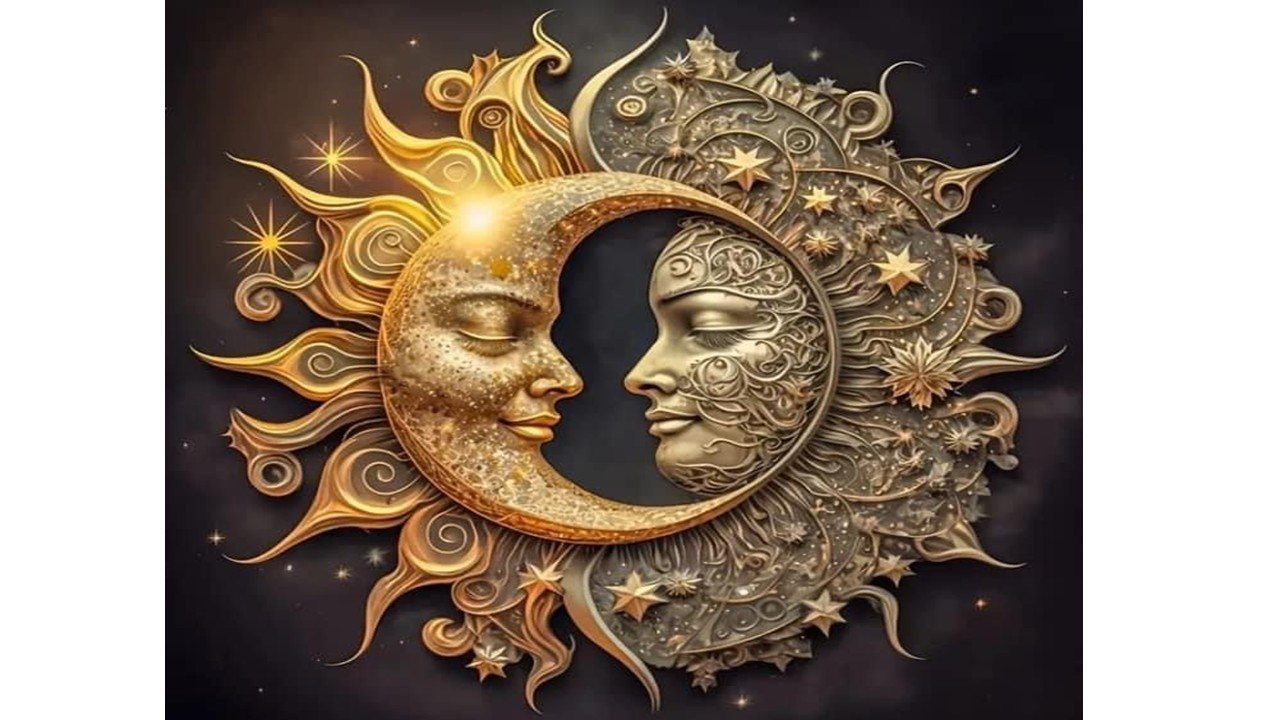 Rötting Design Malen nach Zahlen BASTELIDEE 5d Diamond Painting Set Motiv Sonne und Mond Wandbild (Komplett-Set), Diamond Painting Vollbild, Lieferung enthält alle Utensilien von Rötting Design