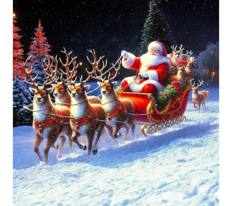 Rötting Design Malen nach Zahlen BASTELIDEE 5d Diamond Painting Set Motiv Weihnachtsmann on Tour (Komplett-Set), Diamond Painting Vollbild, Lieferung enthält alle Utensilien von Rötting Design