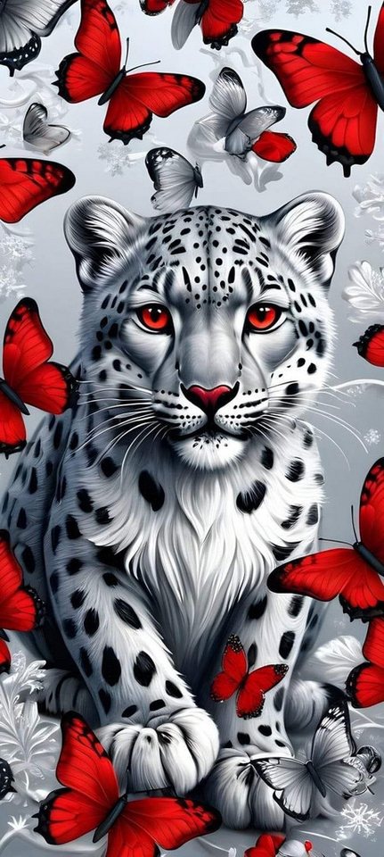 Rötting Design Malen nach Zahlen BASTELIDEE 5d Diamond Painting Set Motiv der weiße Leopard (Komplett-Set, 1-St), Diamond Painting Vollbild, Lieferung enthält alle Utensilien von Rötting Design