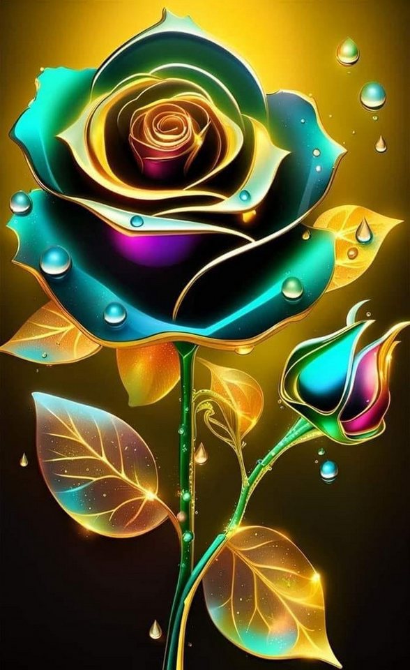 Rötting Design Malen nach Zahlen BASTELIDEE 5d Diamond Painting Set Motiv die goldene Rose (Komplett-Set), Diamond Painting Vollbild, Lieferung enthält alle Utensilien von Rötting Design