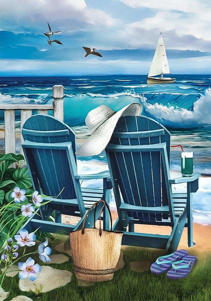Rötting Design Malen nach Zahlen BASTELIDEE 5d Diamond Painting Set Motiv romantische Strandkulisse von Rötting Design