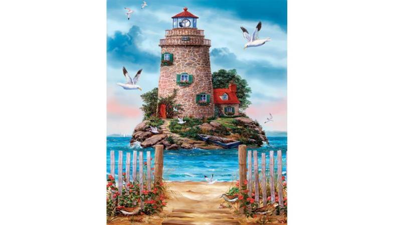 Rötting Design Malen nach Zahlen BASTELIDEE 5d Diamond Painting Set Motiv romantischer Leuchtturm von Rötting Design
