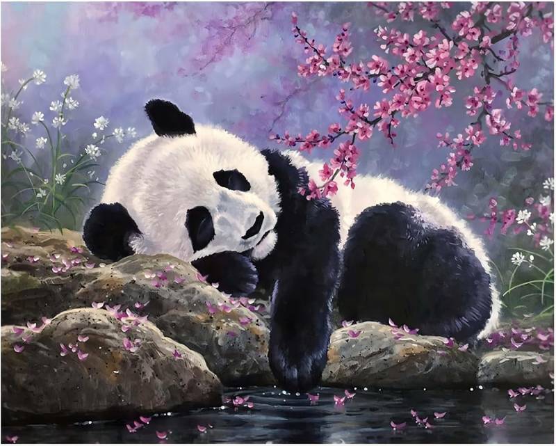 Rötting Design Malen nach Zahlen BASTELIDEE 5d Diamond Painting Set Motiv schlafender Panda (1-St) von Rötting Design
