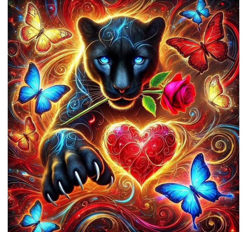 Rötting Design Malen nach Zahlen BASTELIDEE 5d Diamond Painting Set Motiv schwarzer Panther in Love (Komplett-Set), Diamond Painting Vollbild, Lieferung enthält alle Utensilien von Rötting Design