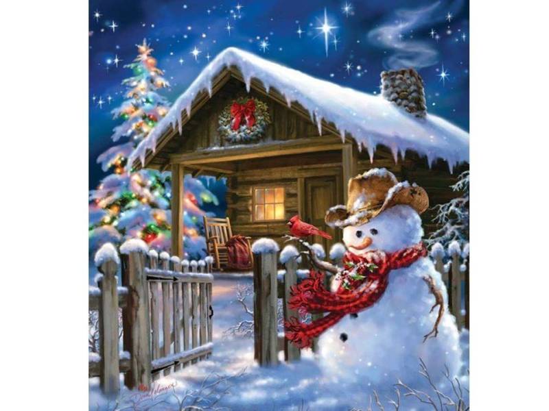 Rötting Design Malen nach Zahlen BASTELIDEE 5d Diamond Painting Set Schneemann in Winterlandschaft von Rötting Design
