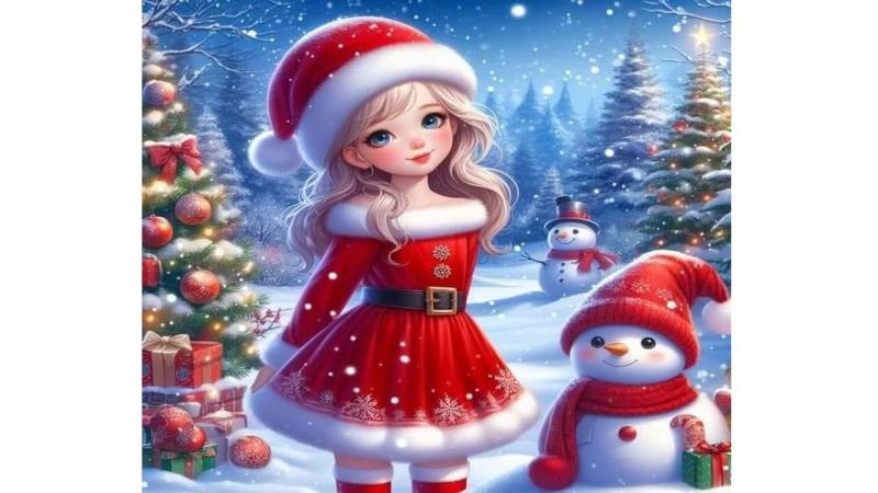 Rötting Design Malen nach Zahlen BASTELIDEEN 5d Diamond Painting Set Motiv Weihnachtsfee mit Schneemann (Komplett-Set), Diamond Painting Vollbild, Lieferung enthält alle Utensilien von Rötting Design