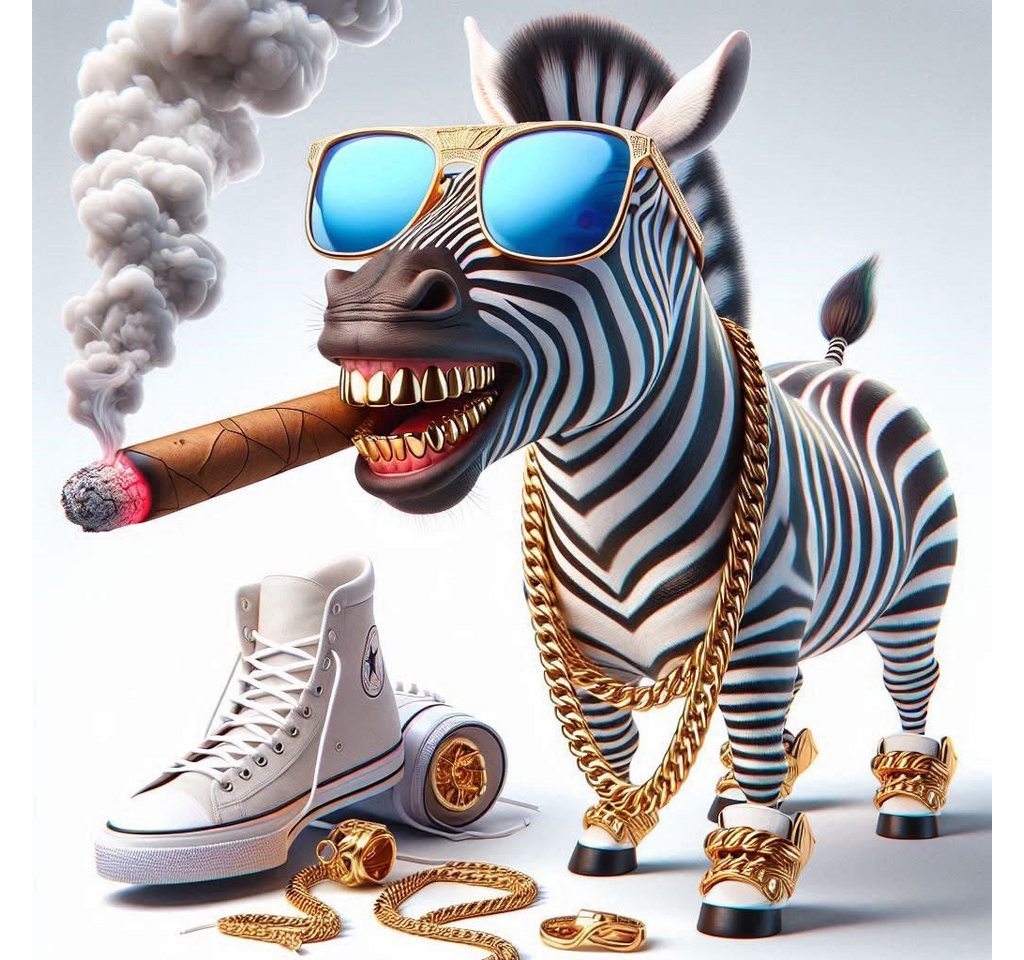 Rötting Design Malen nach Zahlen Diamond Painting Set 5D DIY Motiv Zebra Johnny ganz cool (Komplett-Set), Diamond Painting Vollbild, Vollständiges Zubehörpaket von Rötting Design